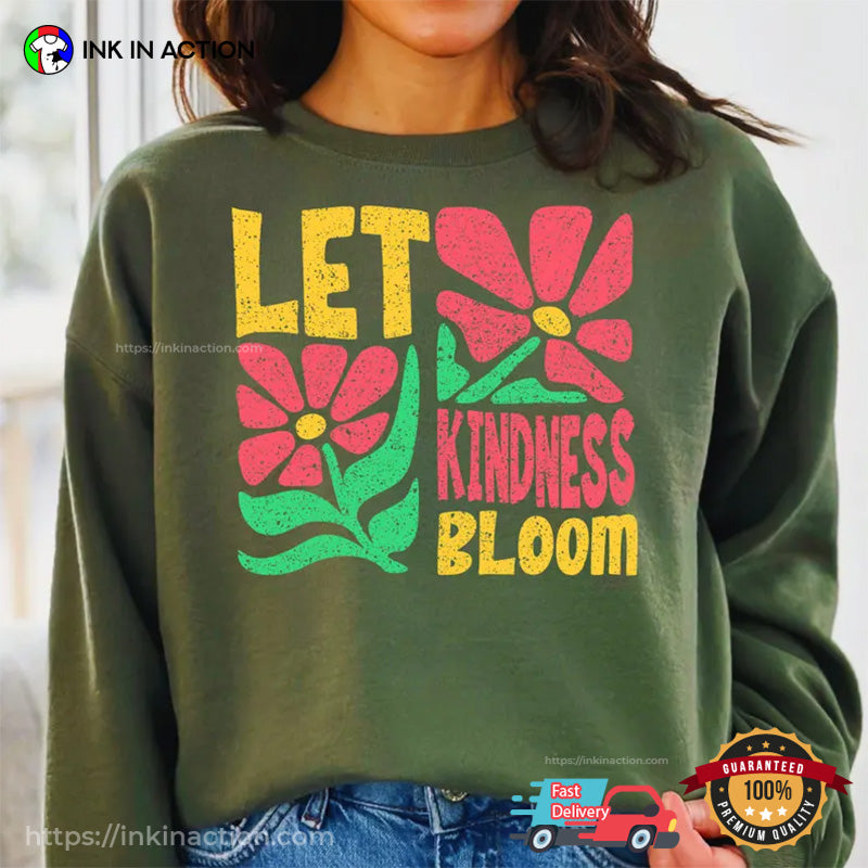 Vintage Let Kindness Bloom Positive Message Tee