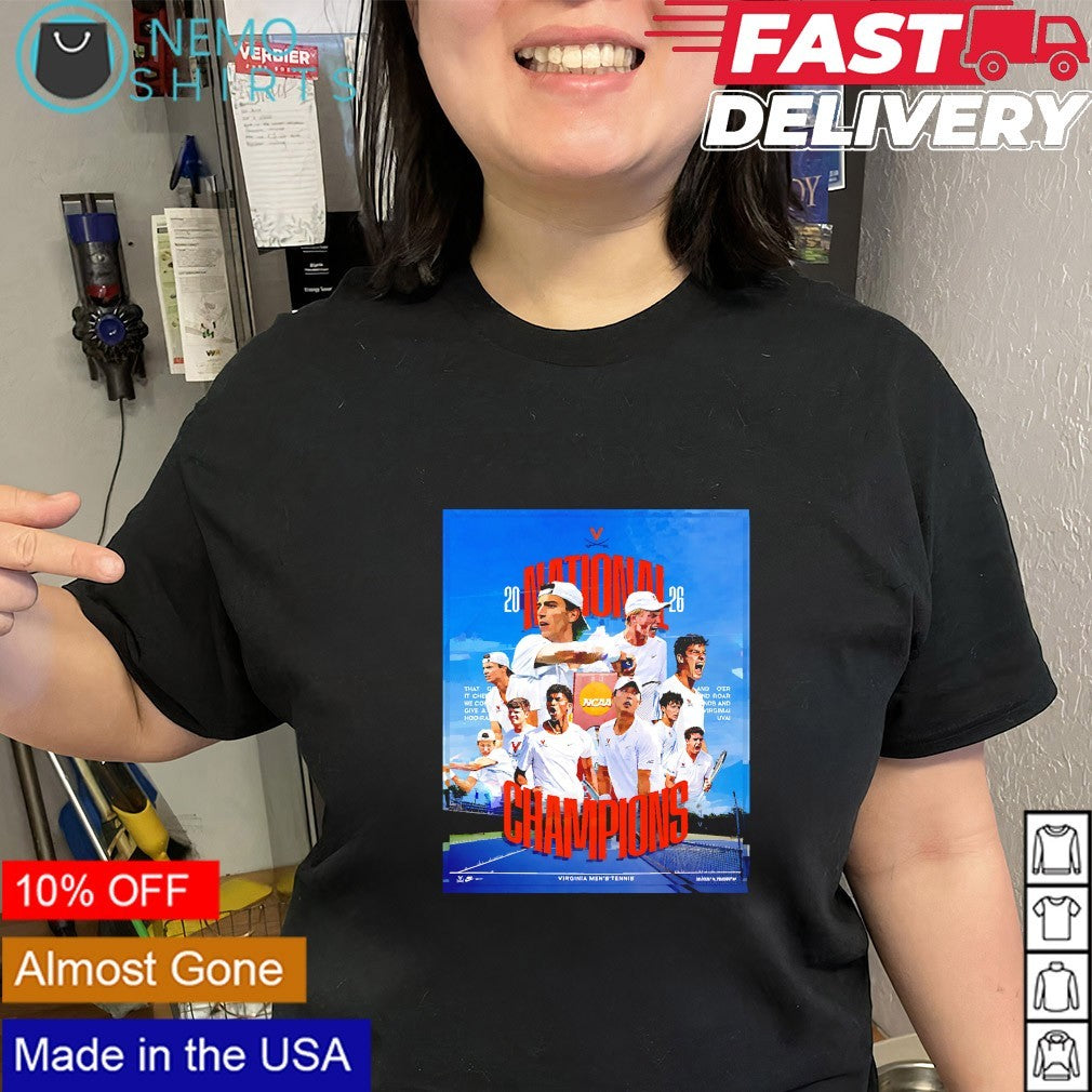 Virginia men’s tennis team winning 2026 NCAA National Champions shirt