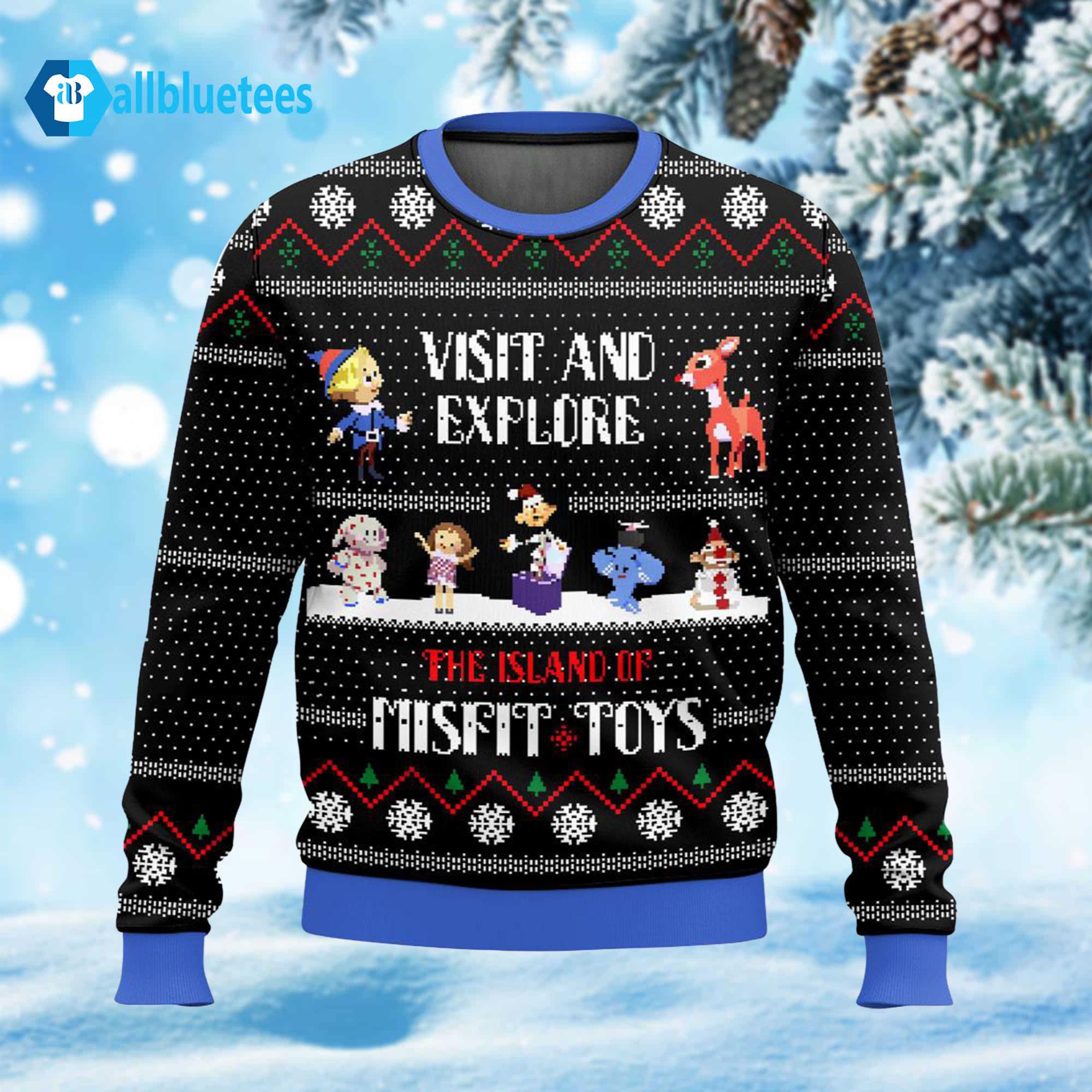 Visit And Explore The Island Of Misfit Toys Ugly Christmas Sweater