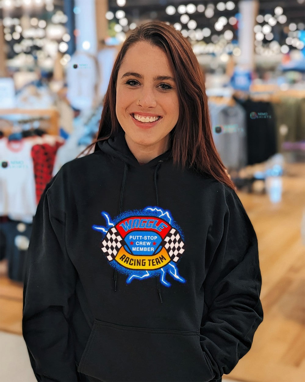 Waggle racing team putt stop crew member shirt