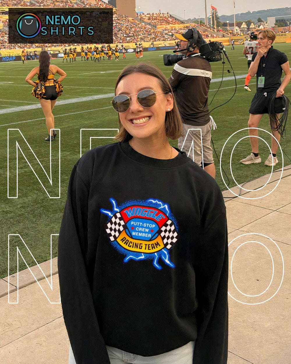 Waggle racing team putt stop crew member shirt