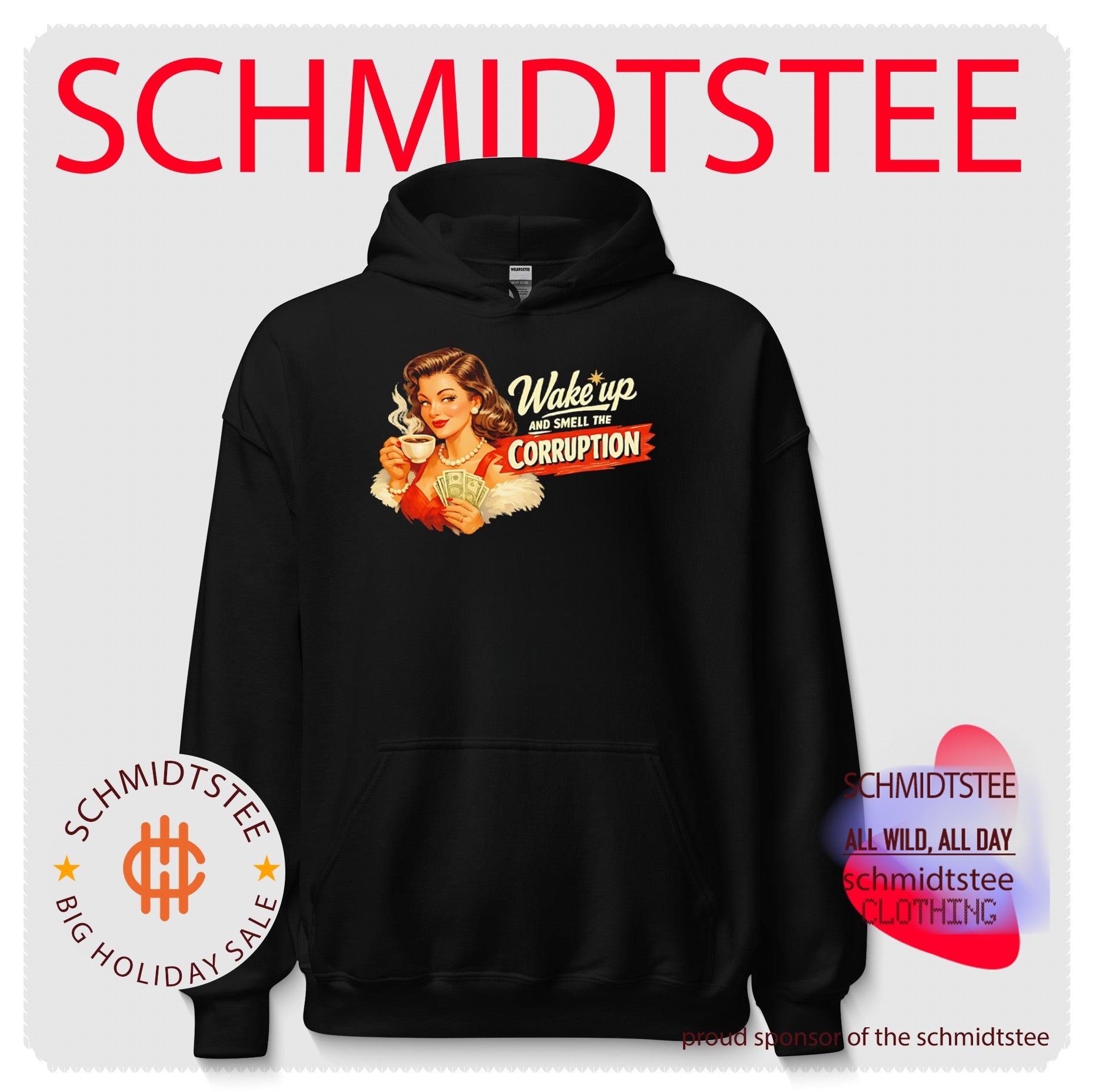 Wake up and smell the corruption lady holding coffee graphic shirt