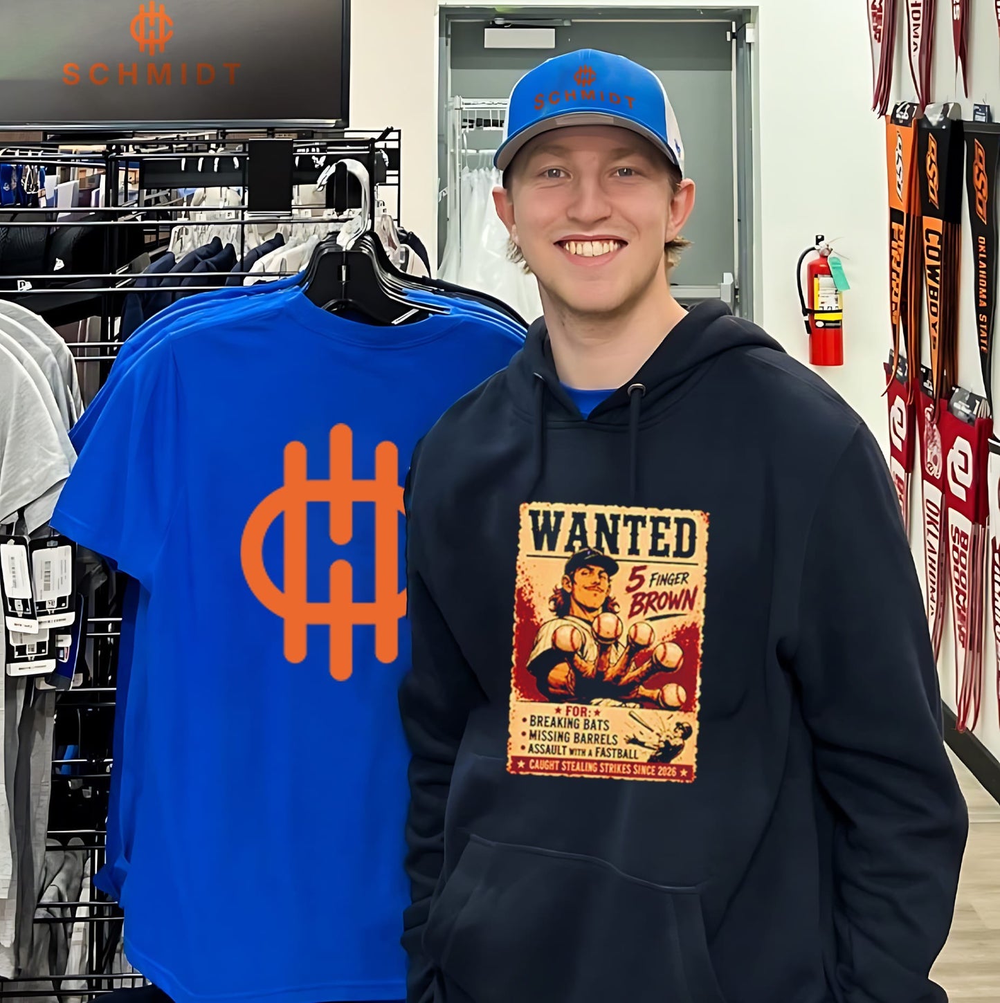Wanted 5 Finger Brown Baseball shirt