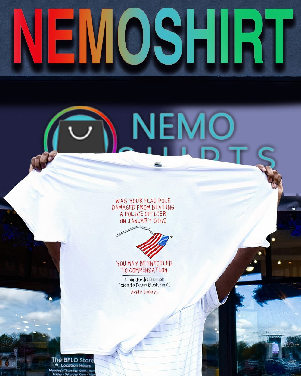 Was your flag pole damaged from beating a police officer on January 6th shirt