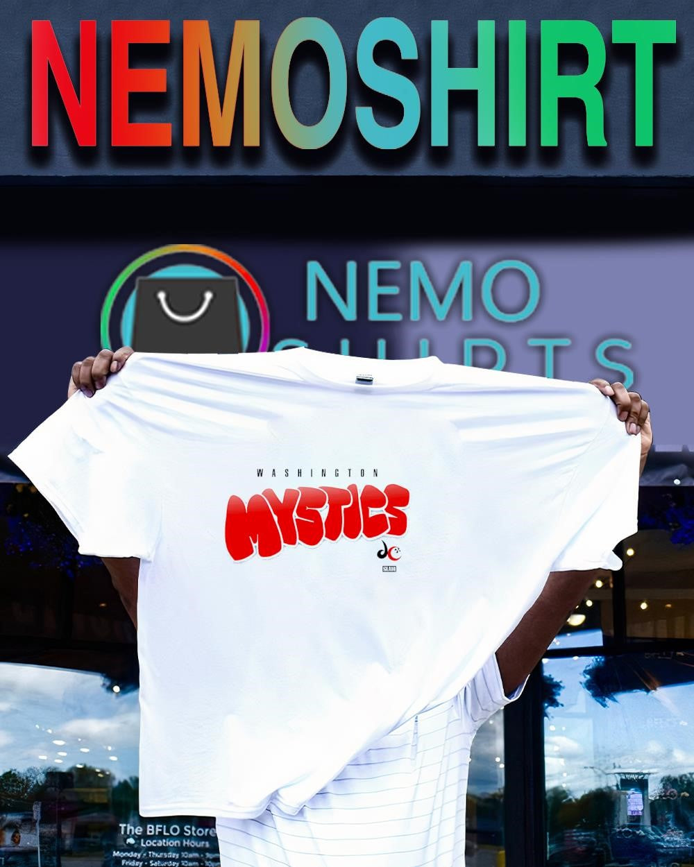 Washington Mystics bubble script text shirt