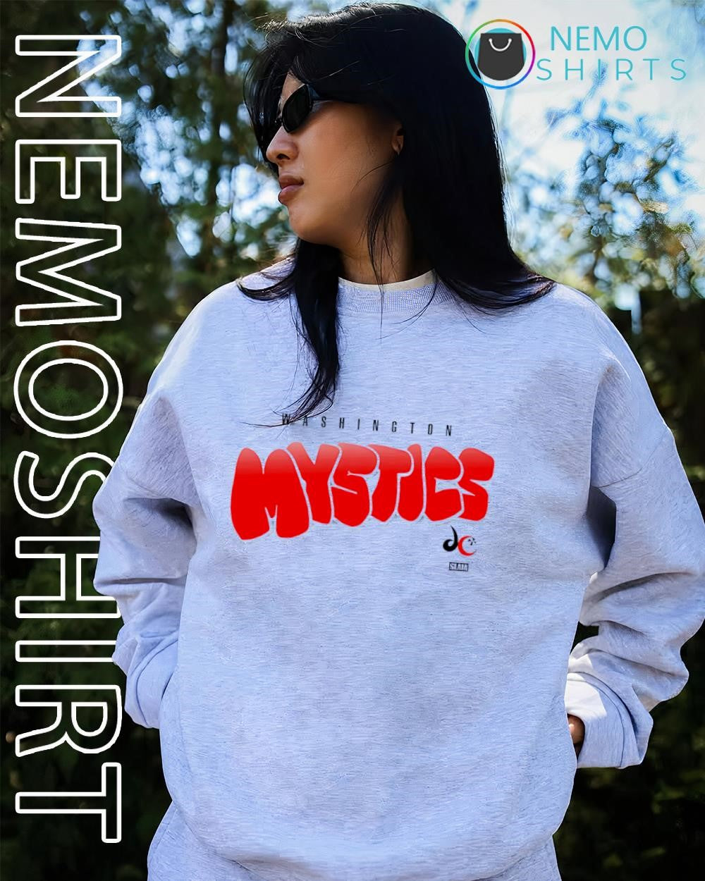 Washington Mystics bubble script text shirt