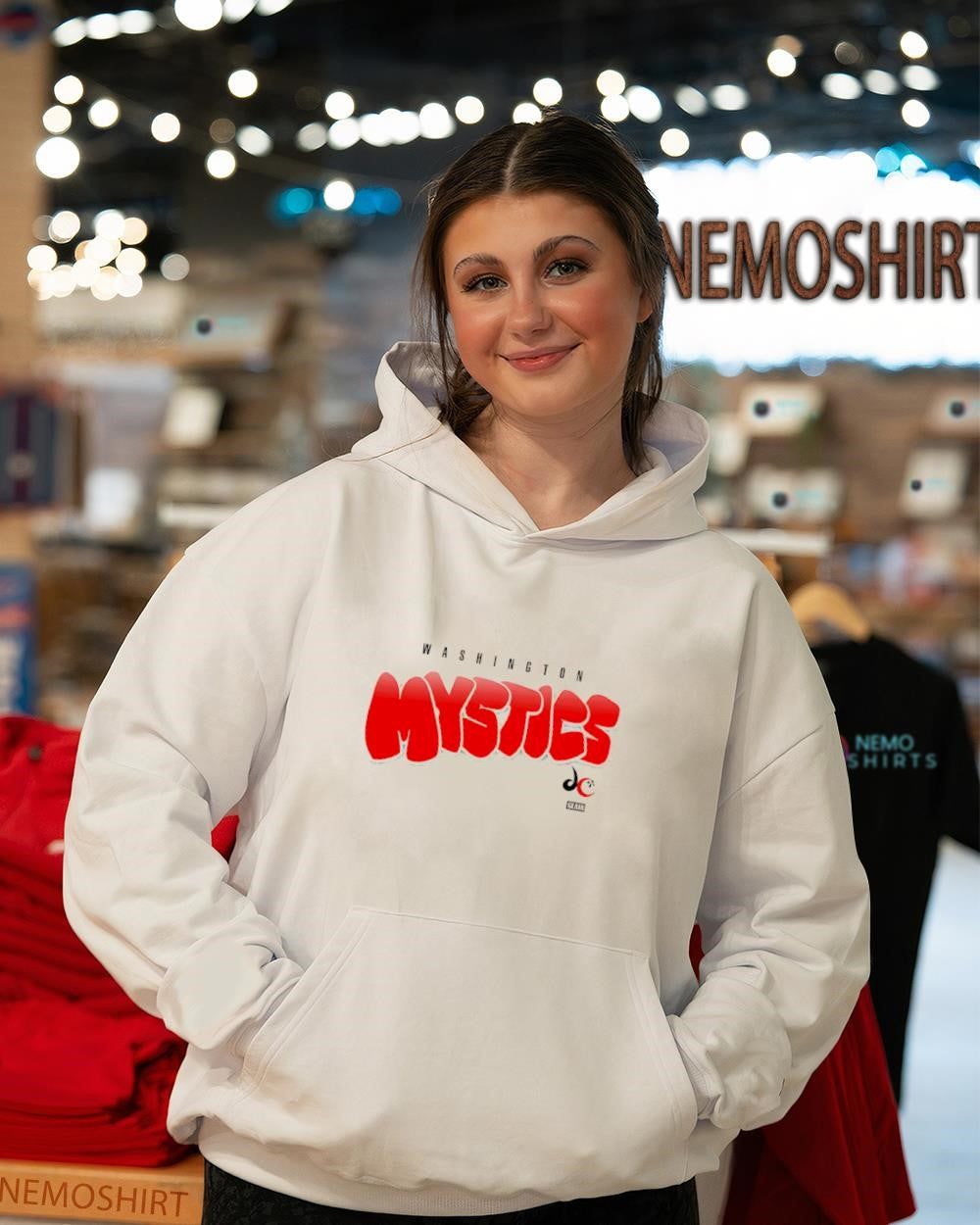 Washington Mystics bubble script text shirt