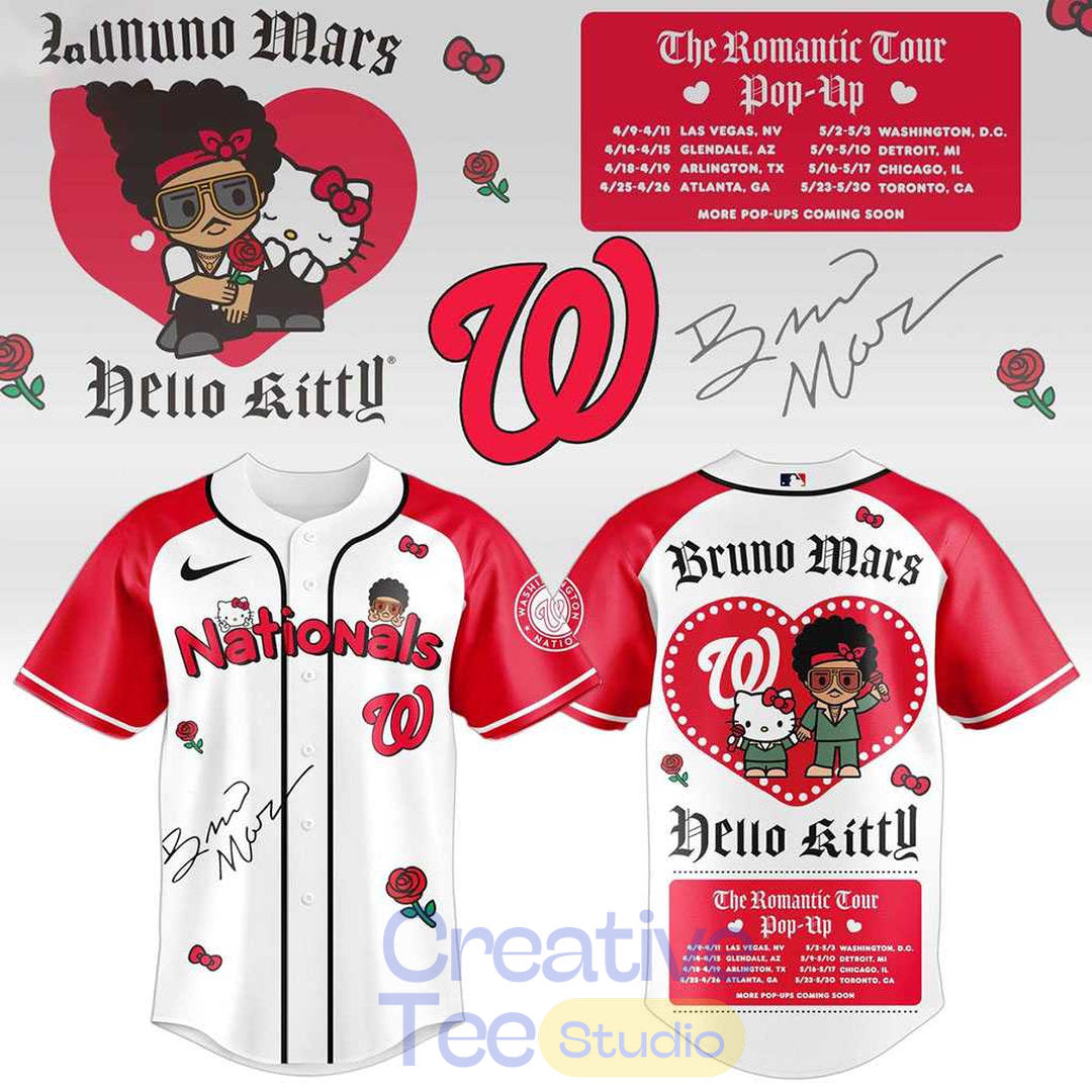 Washington Nationals x Bruno Mars Hello Kitty 2026 Baseball Jersey
