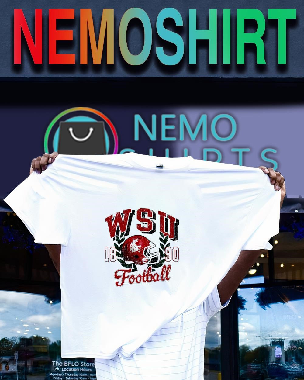 Washington State Cougars WSU 1890 helmet football graphic shirt
