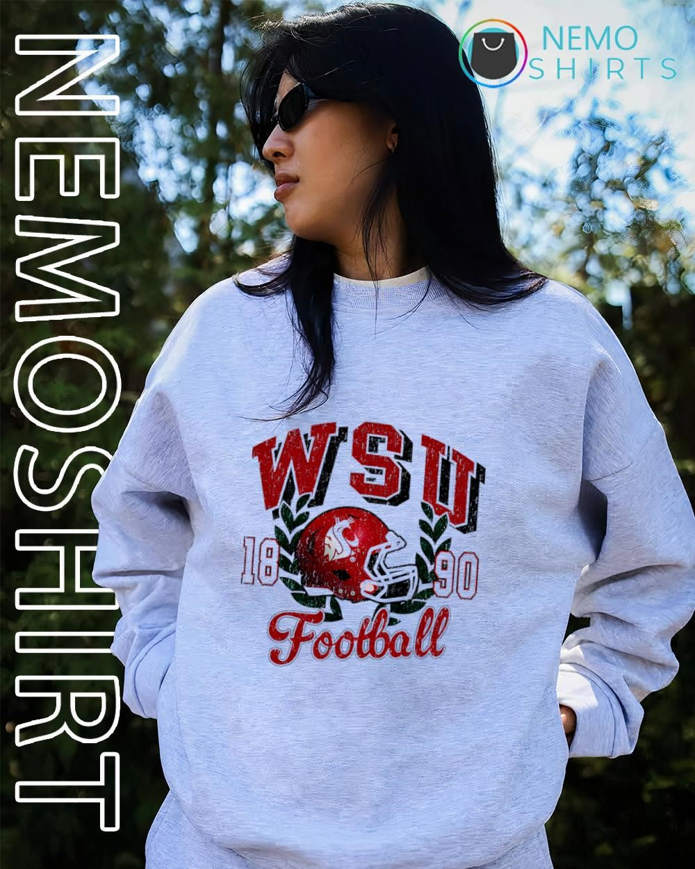Washington State Cougars WSU 1890 helmet football graphic shirt