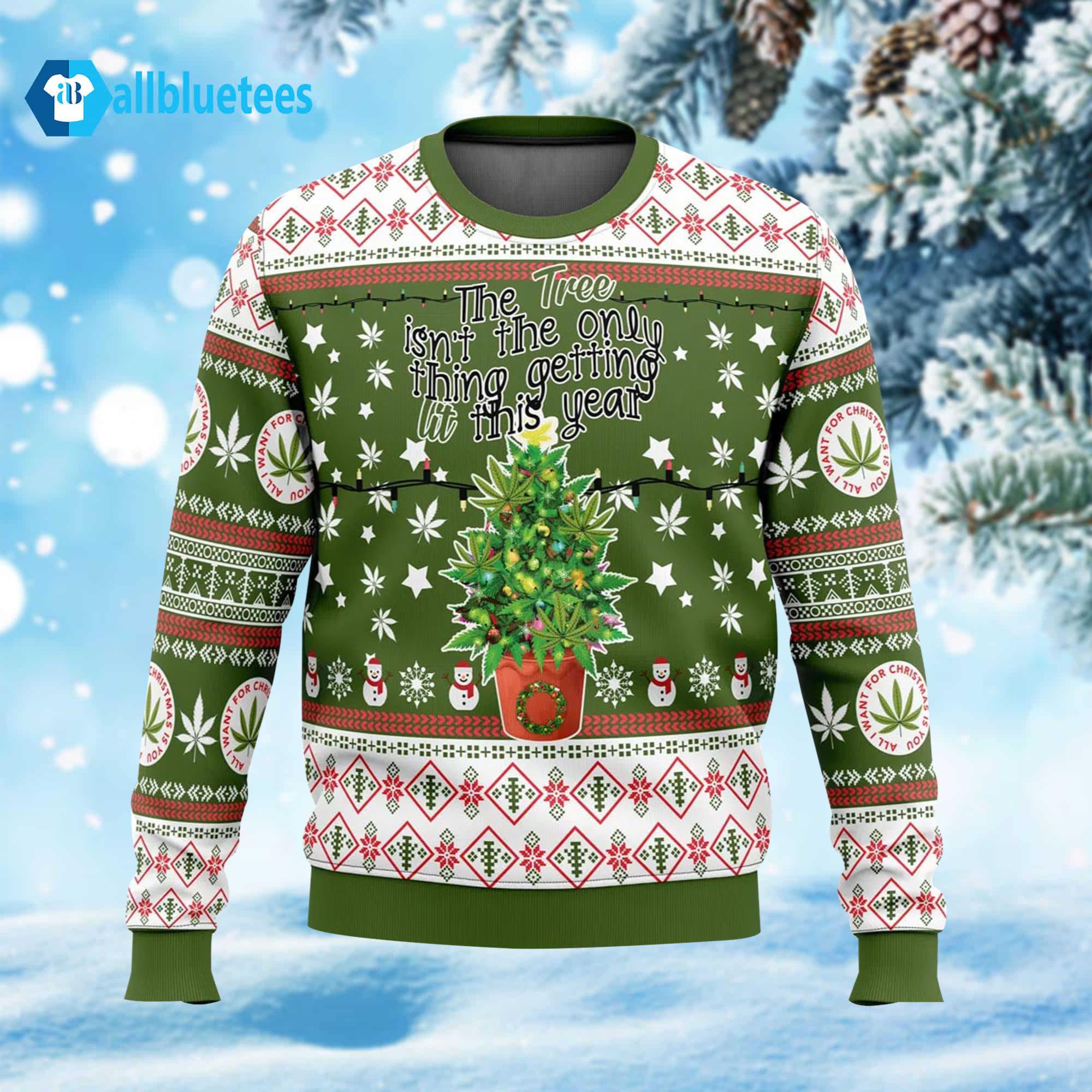 Weed Lit This Year Ugly Christmas Sweater
