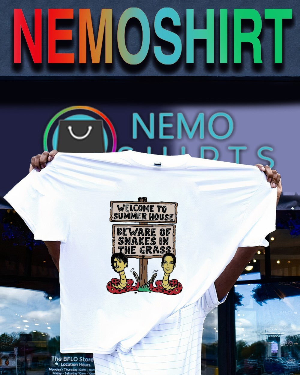 Welcome to summer house beware of snakes on the grass shirt