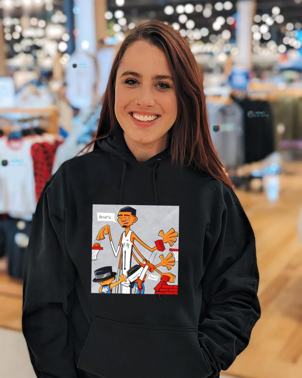 Wemby long arms matchup OKC Thunder players foul shirt