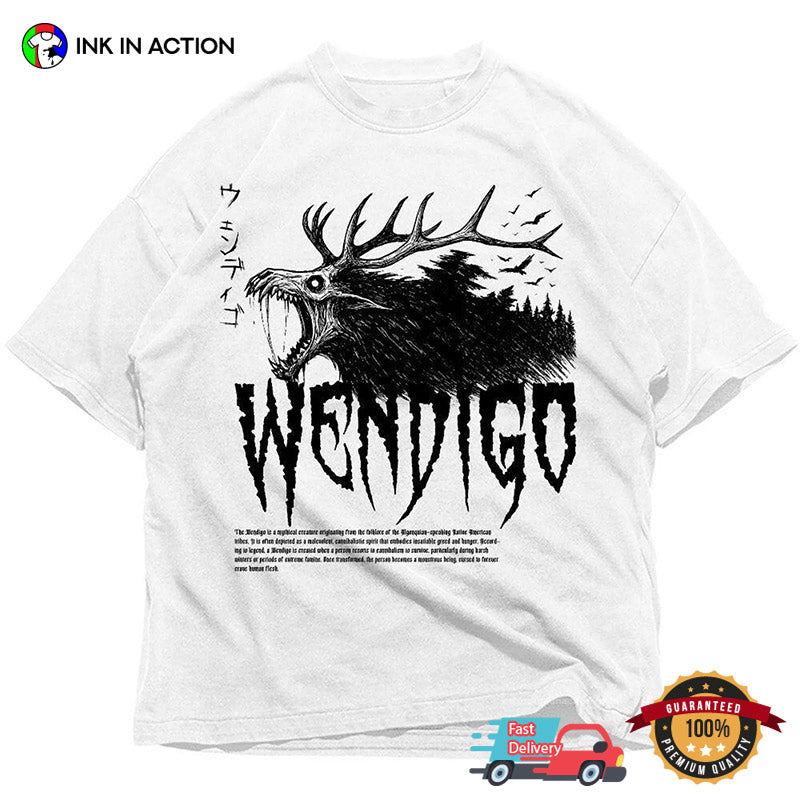 Wendigo Monster Horror Fantasy Japanese T-shirt