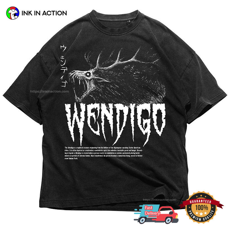Wendigo Monster Horror Fantasy Japanese T-shirt