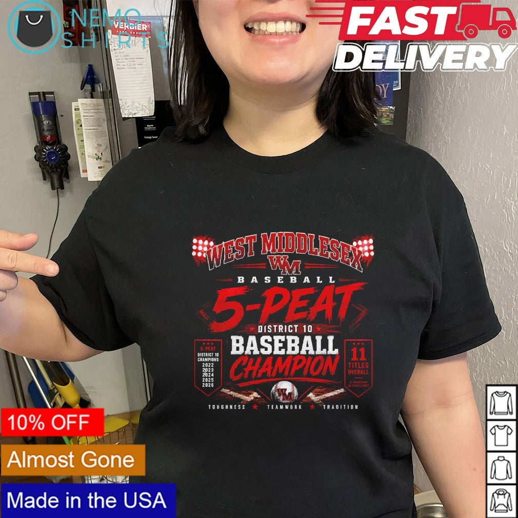 West Middlesex baseball 5 peat district 10 baseball champions 2026 shirt