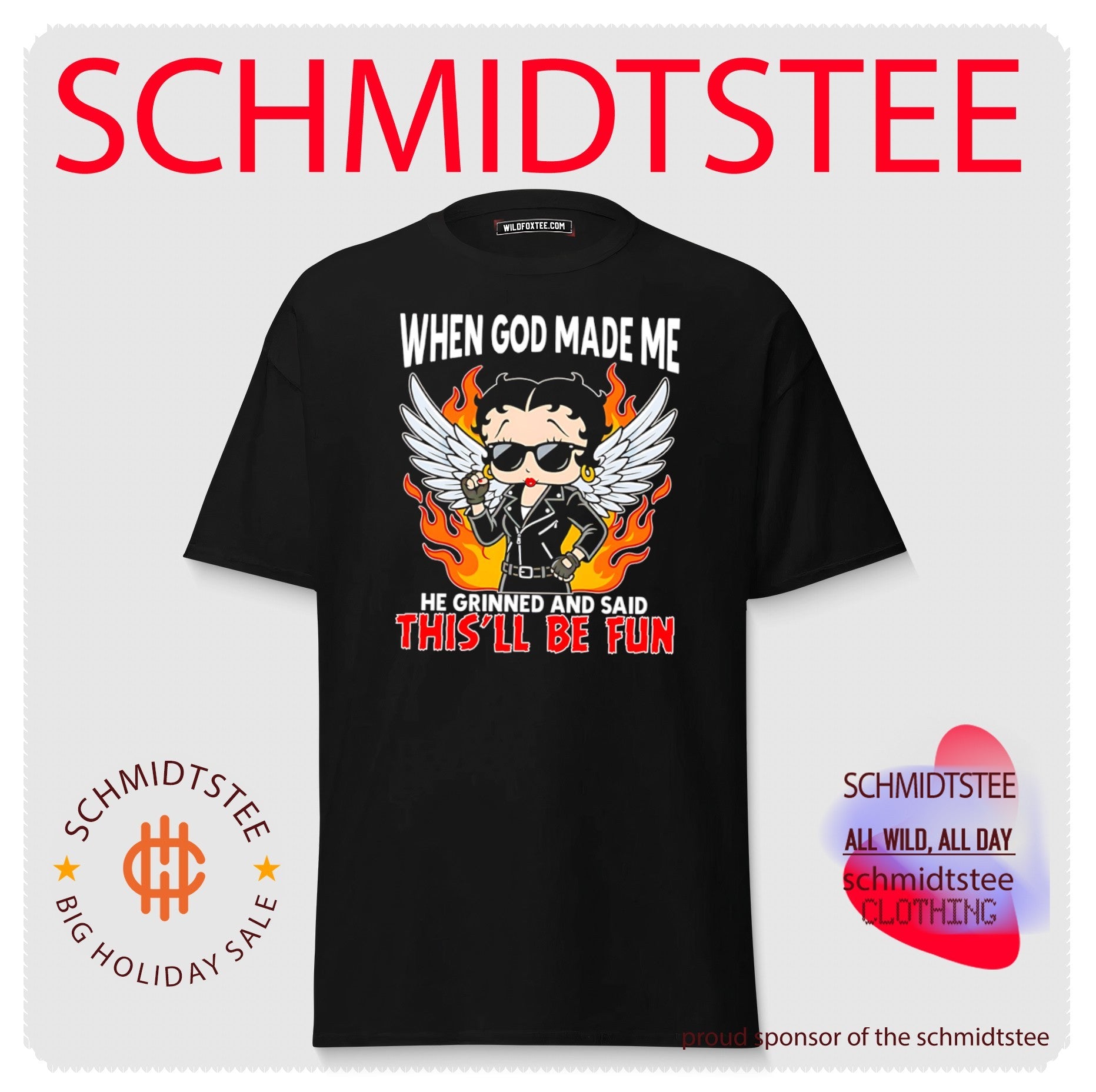 When god made me he grinned and said thi’ll be fun Betty Boop graphics shirt