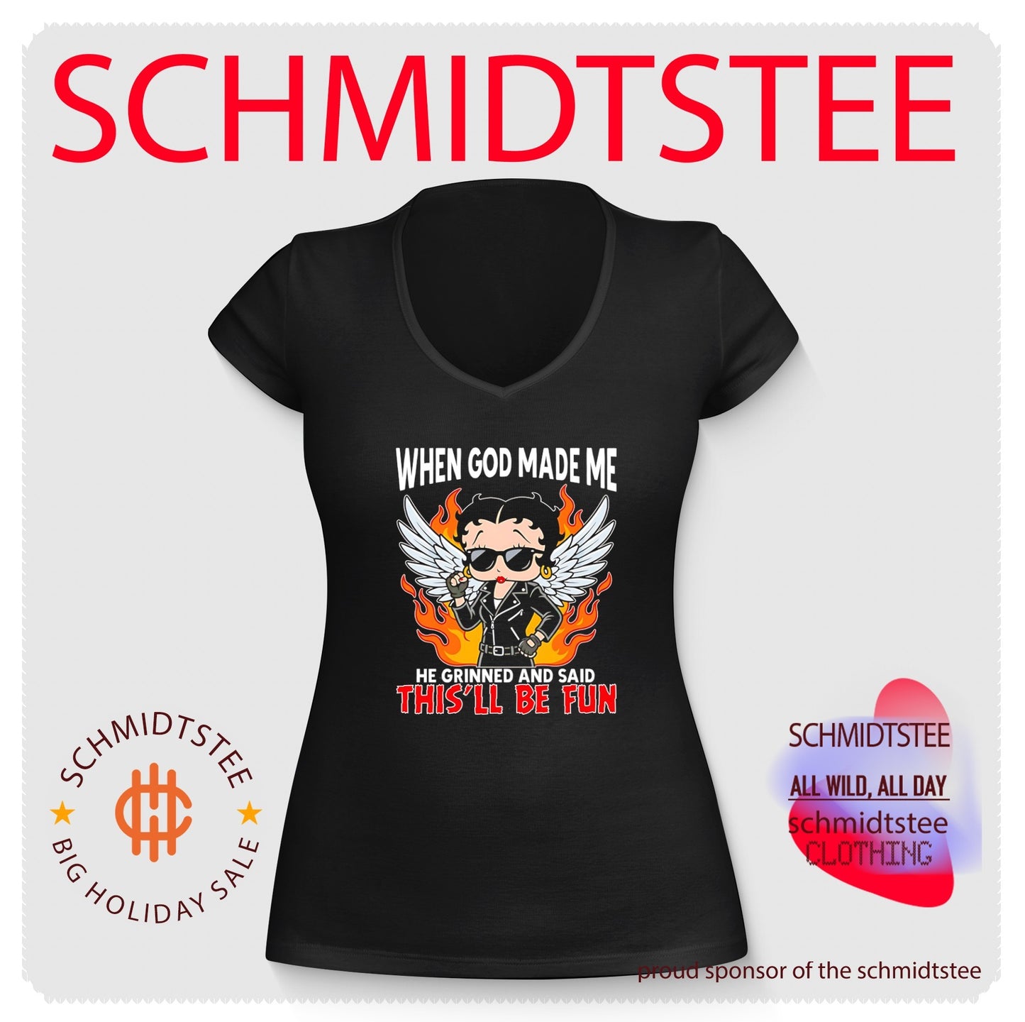 When god made me he grinned and said this’ll be fun Betty Boop shirt