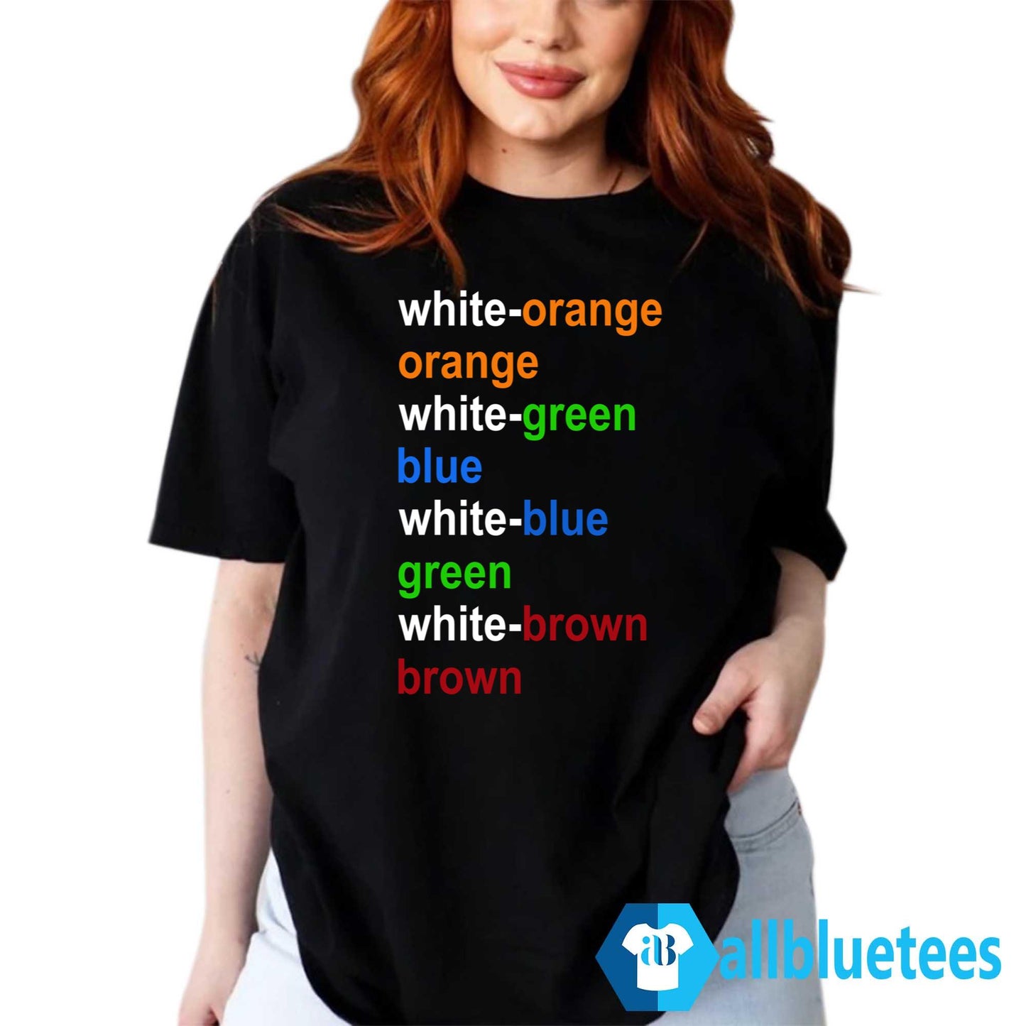 White Orange Orange White Green Blue Shirt
