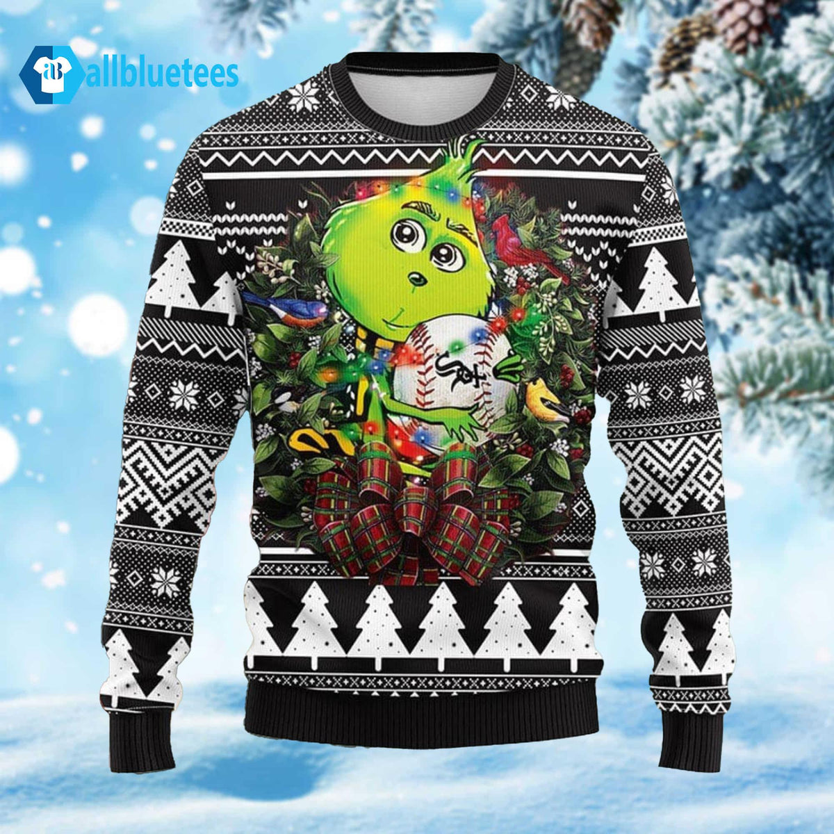 White Sox Grnch Hug Christmas Ugly Sweater