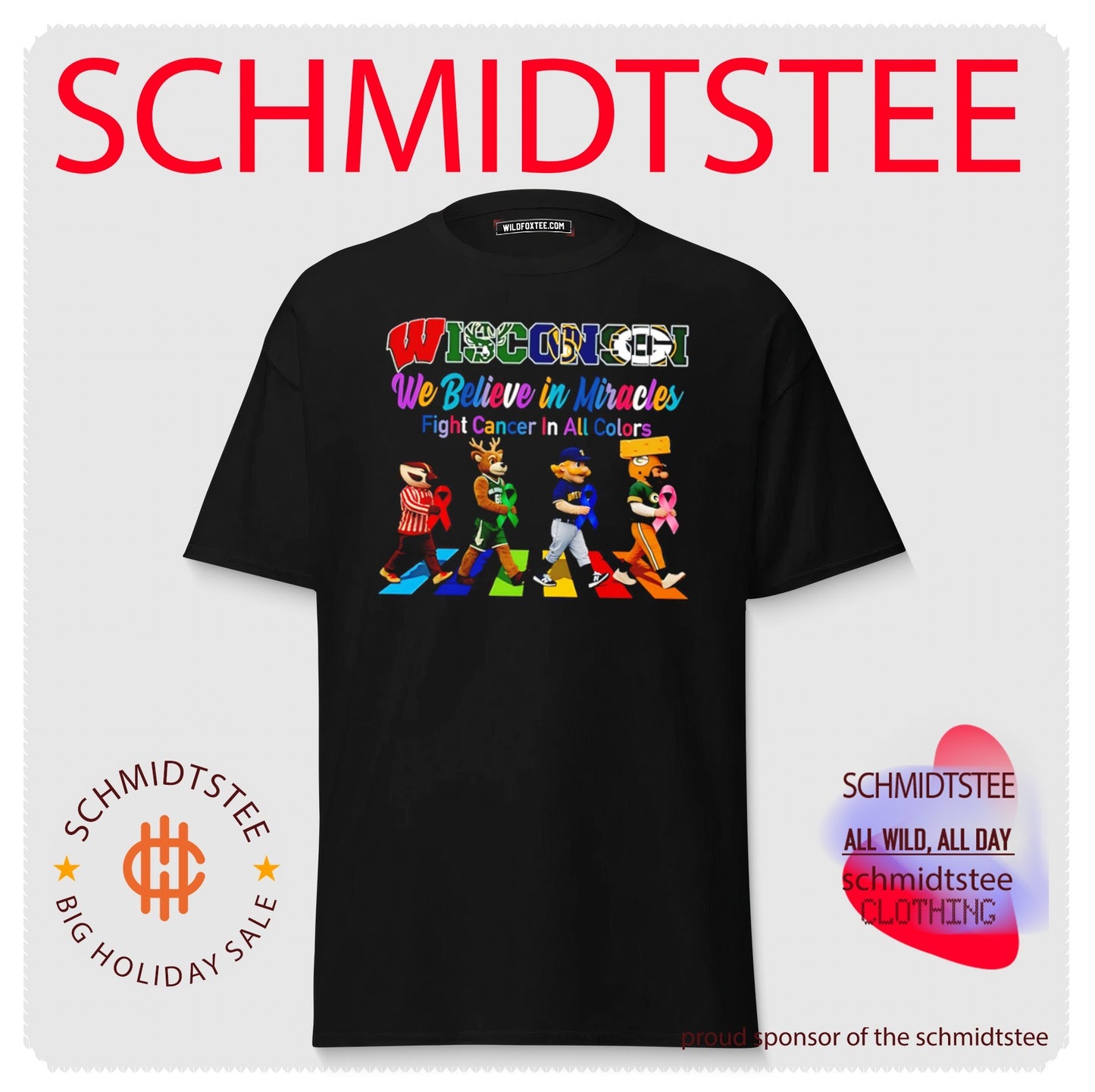 Wisconsin Sports We believe in Miracles fight cancer on all colors abbey road shirt