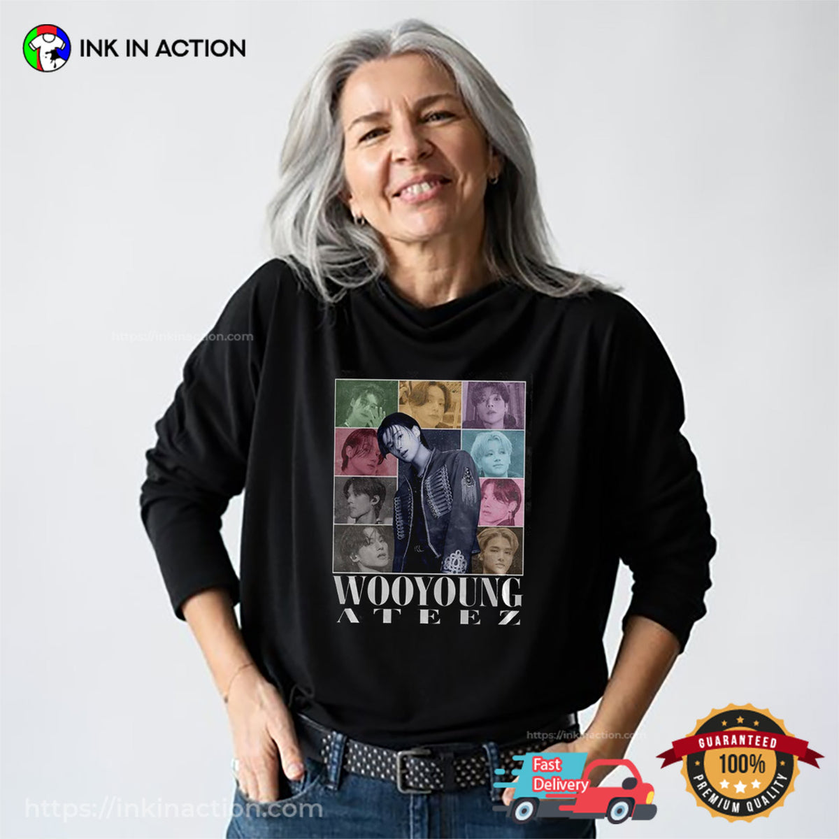 Wooyoung ATEEZ Kpop 90s Style Graphic Tee