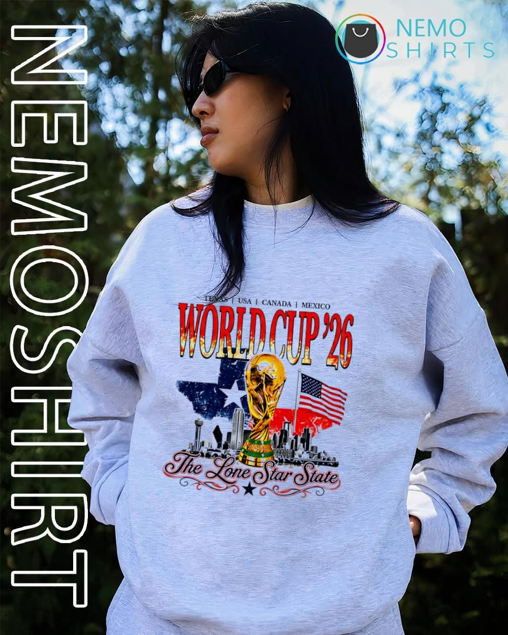 World Cup 26 the Lone Star state Texas USA Canada Mexico flag and skyline shirt
