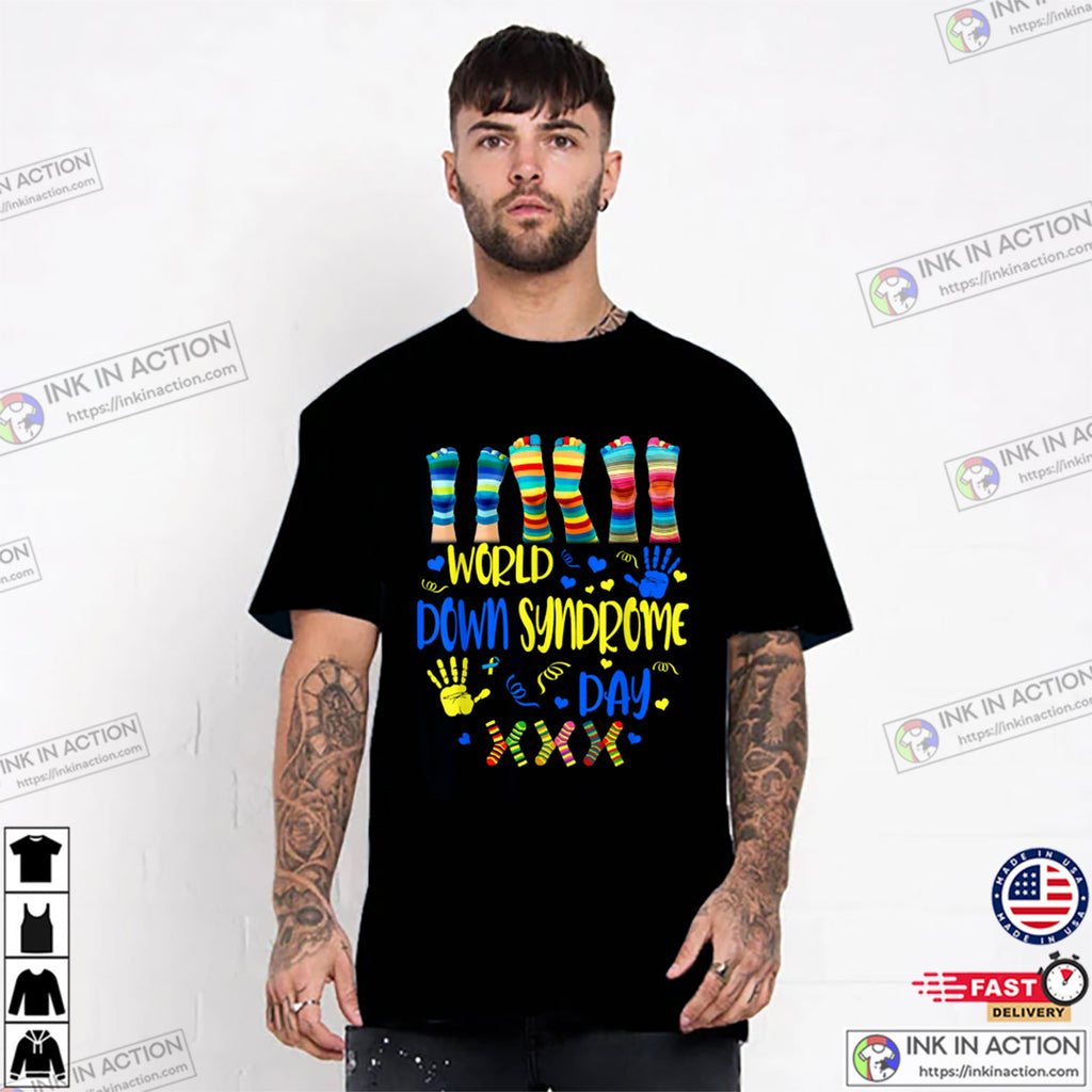 World Down Syndrome Day Awareness Socks Down Right T-shirt