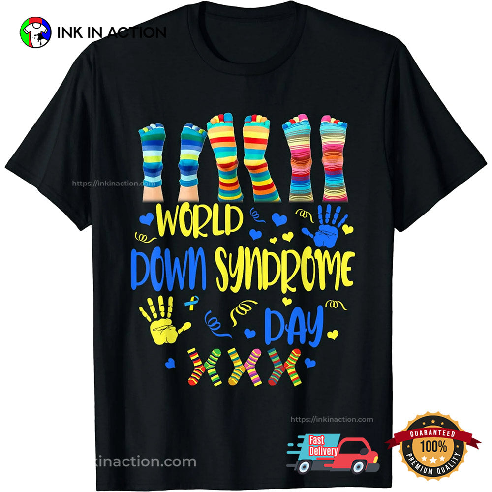 World Down Syndrome Day Awareness Socks Down Right T-shirt