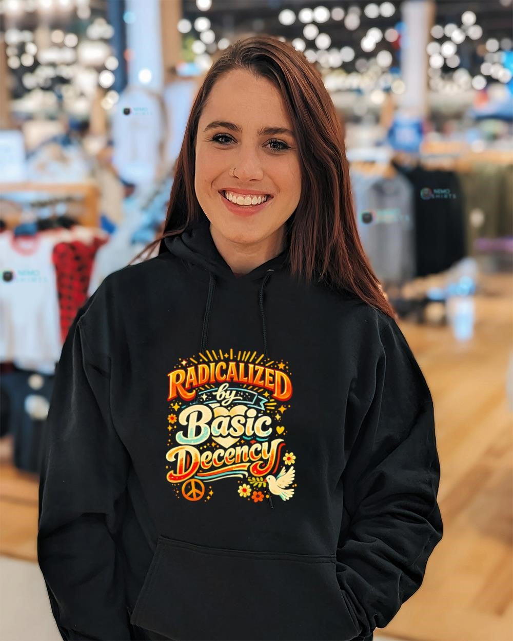 Radicalized by basic decency slogan vinatge shirt