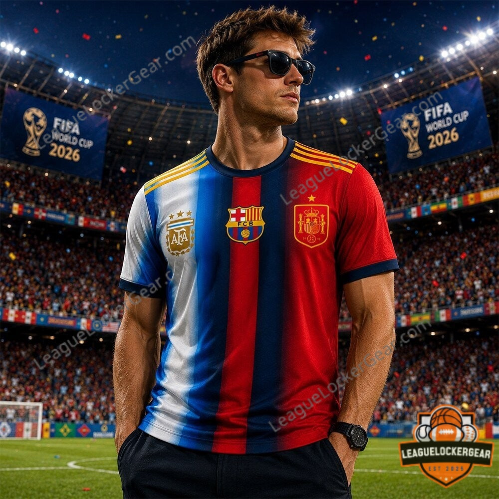 2026 World Cup Barcelona x Argentina x Spain Mashup Football Jersey