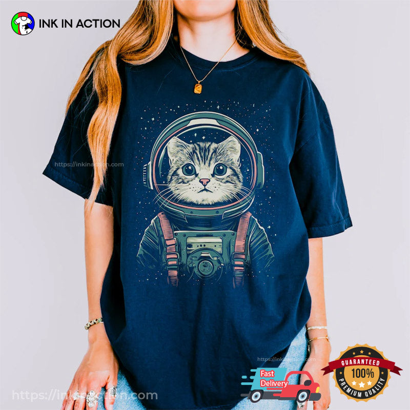 Astronaut Cat Space Retro Comfort Colors T-shirt