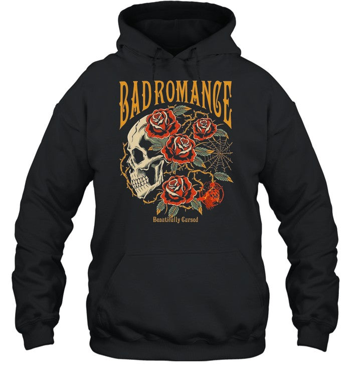 Bad Romance Beautifully Cursed Skull and Roses Gothic Tattoo Unisex T-Shirt