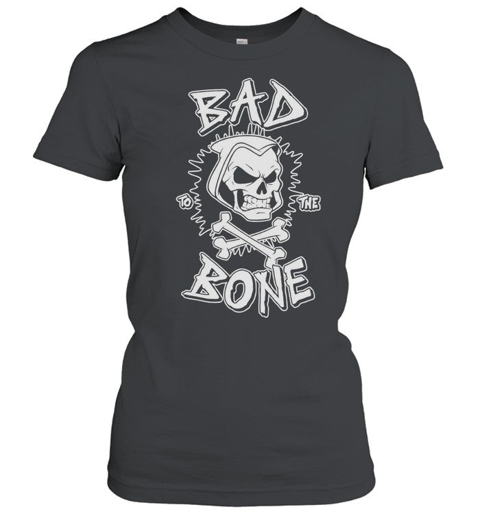 Bad To The Bone Skull Skeleton Crossbones Rock Unisex T-Shirt