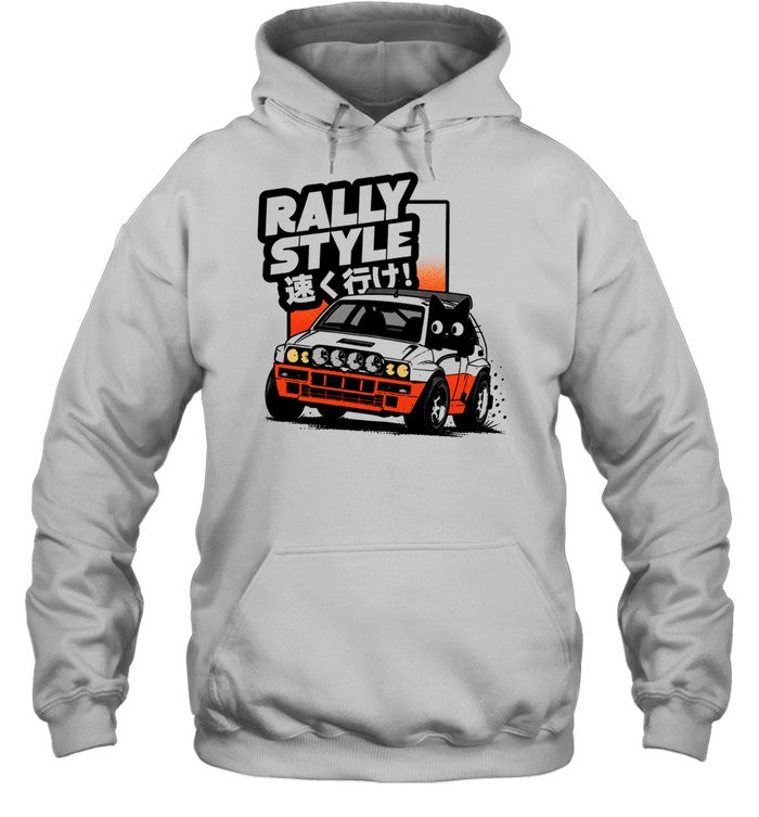 Black cat rally car rally style Unisex T-Shirt