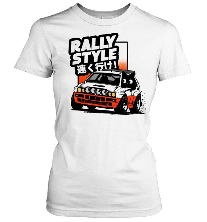 Black cat rally car rally style Unisex T-Shirt