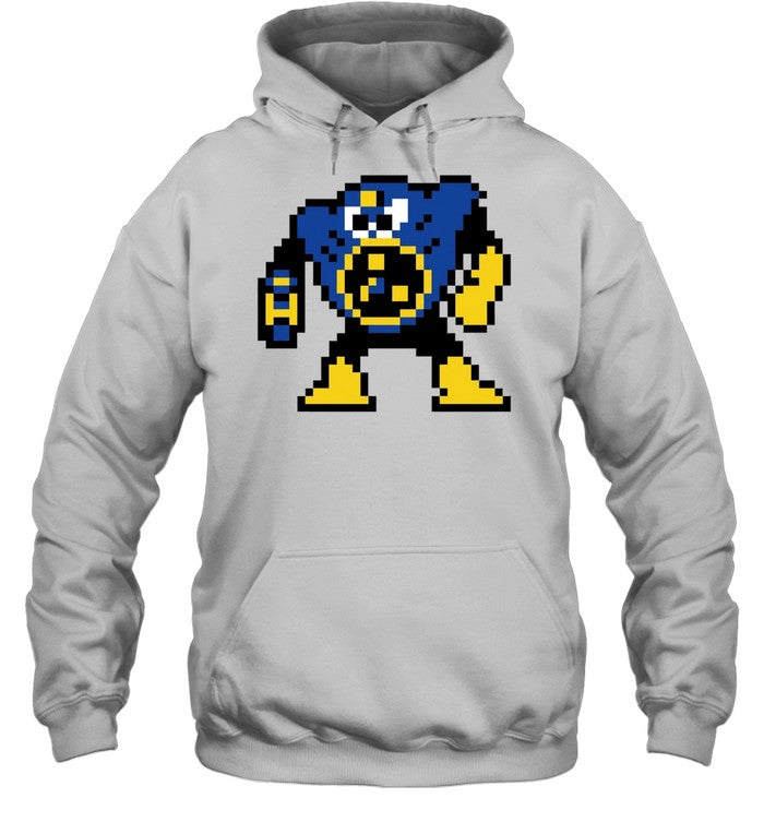 Blue robot pixel art Mega Man style Unisex T-Shirt