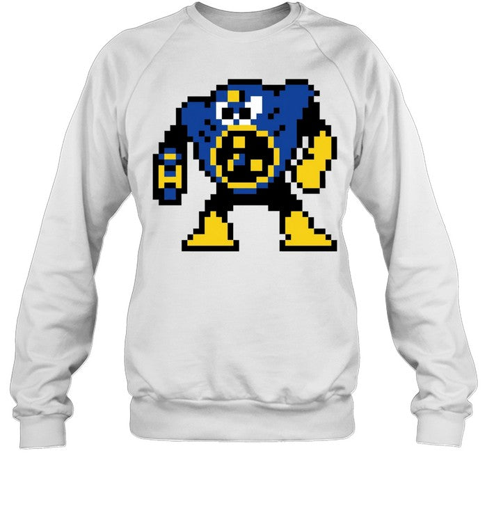 Blue robot pixel art Mega Man style Unisex T-Shirt