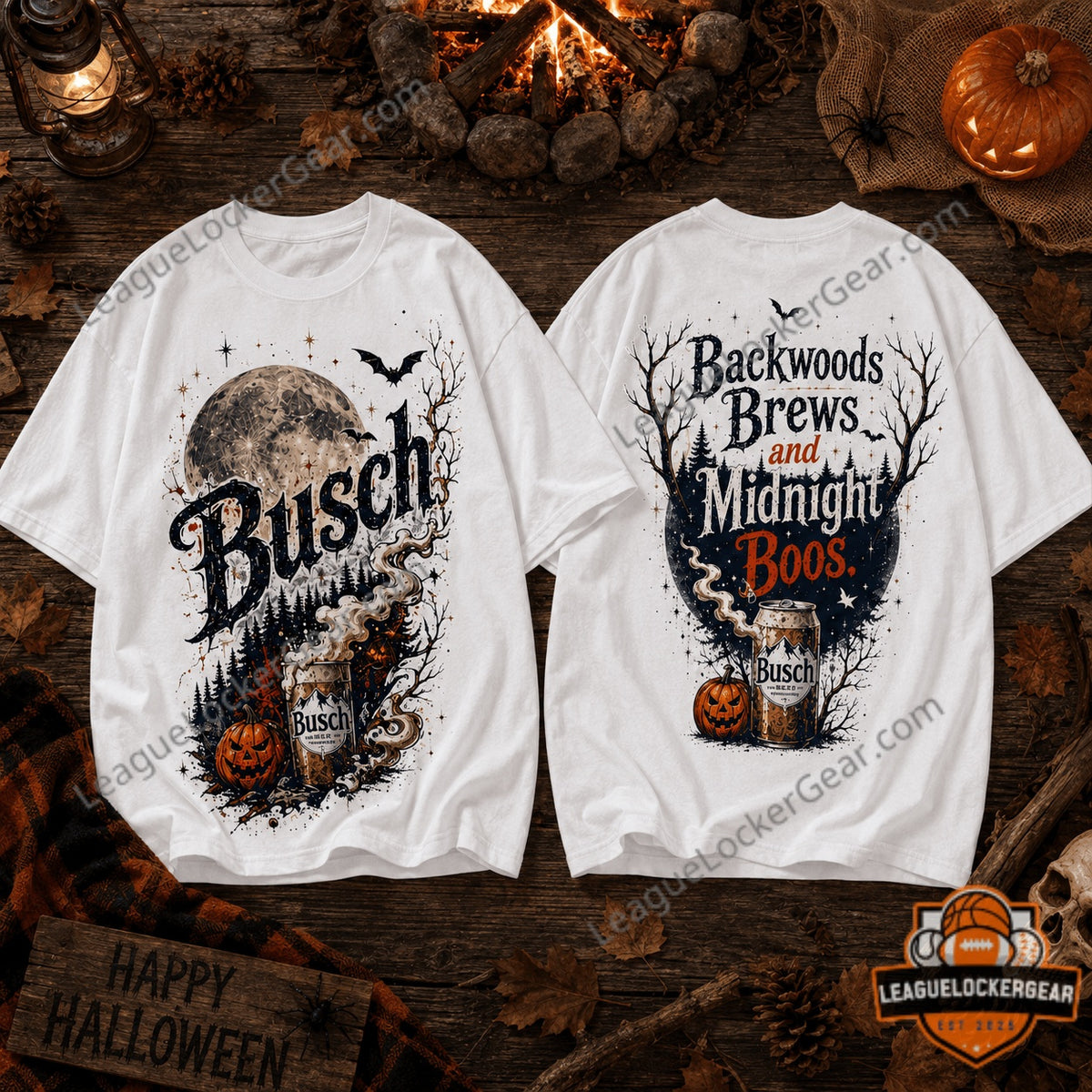 Busch Beer Halloween Backwoods Brews Midnight Boos T-Shirt