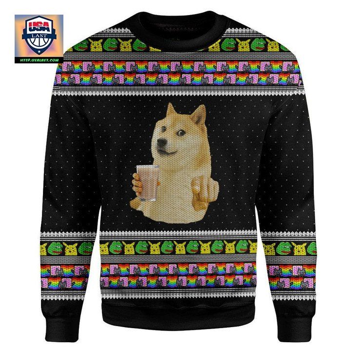 Choccy Milk Meme Doge Ugly Sweater Custom Sweater Apparel