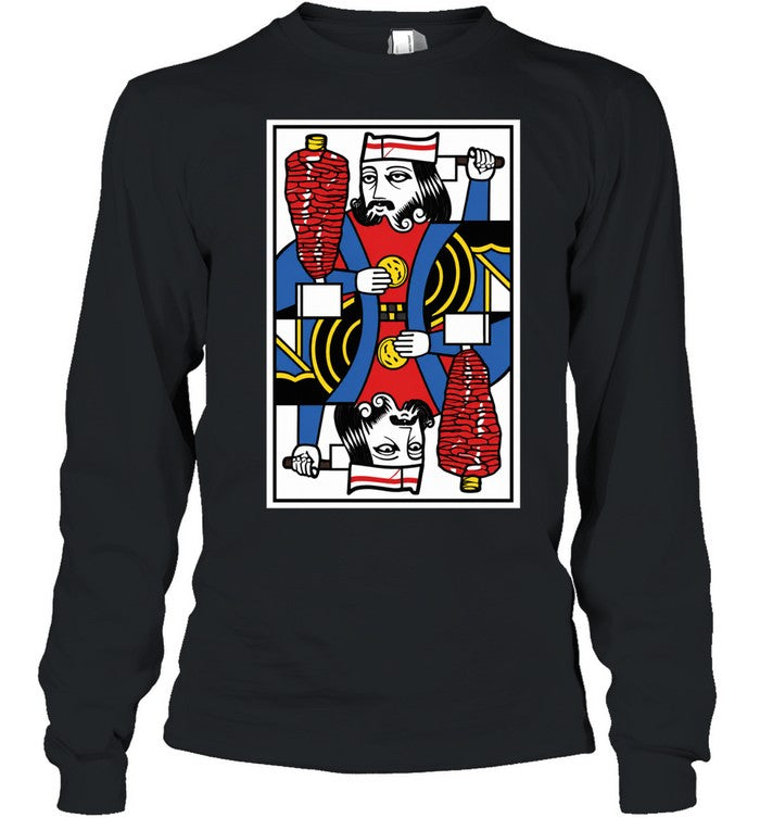 Doner Kebab King Playing Card illustration meat skewer knife slice food Unisex T-Shirt