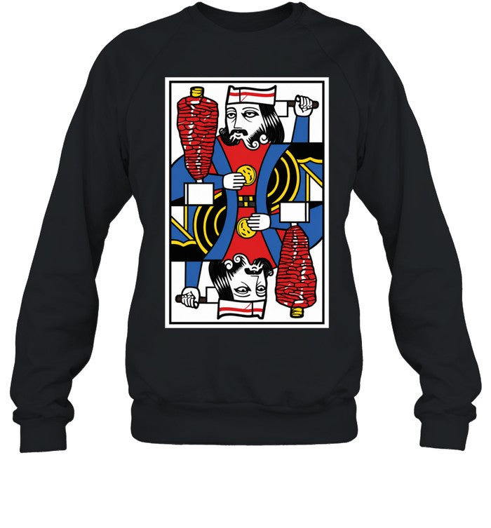 Doner Kebab King Playing Card illustration meat skewer knife slice food Unisex T-Shirt