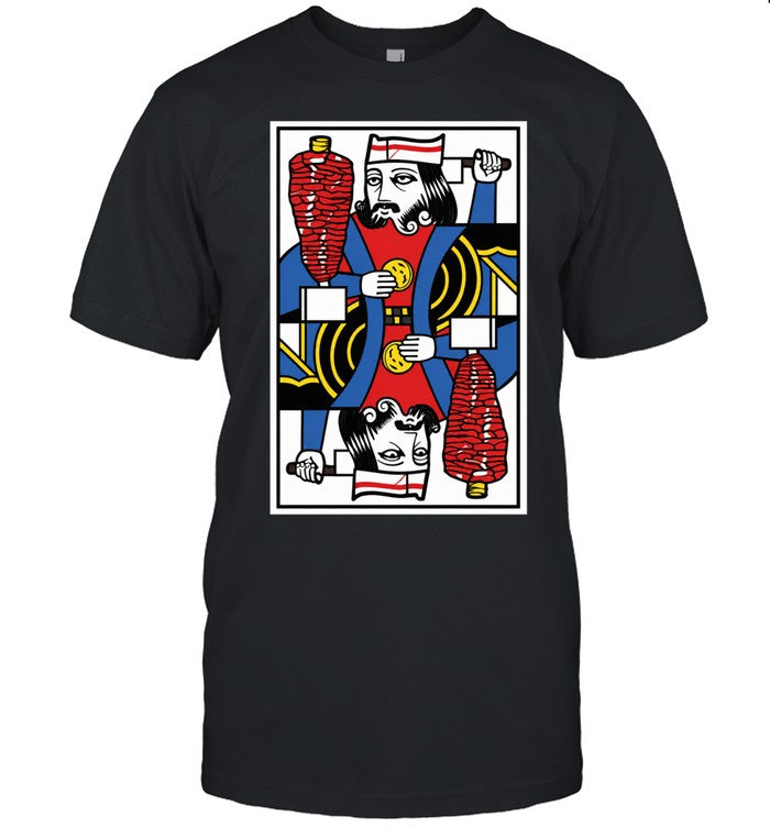 Doner Kebab King Playing Card illustration meat skewer knife slice food Unisex T-Shirt