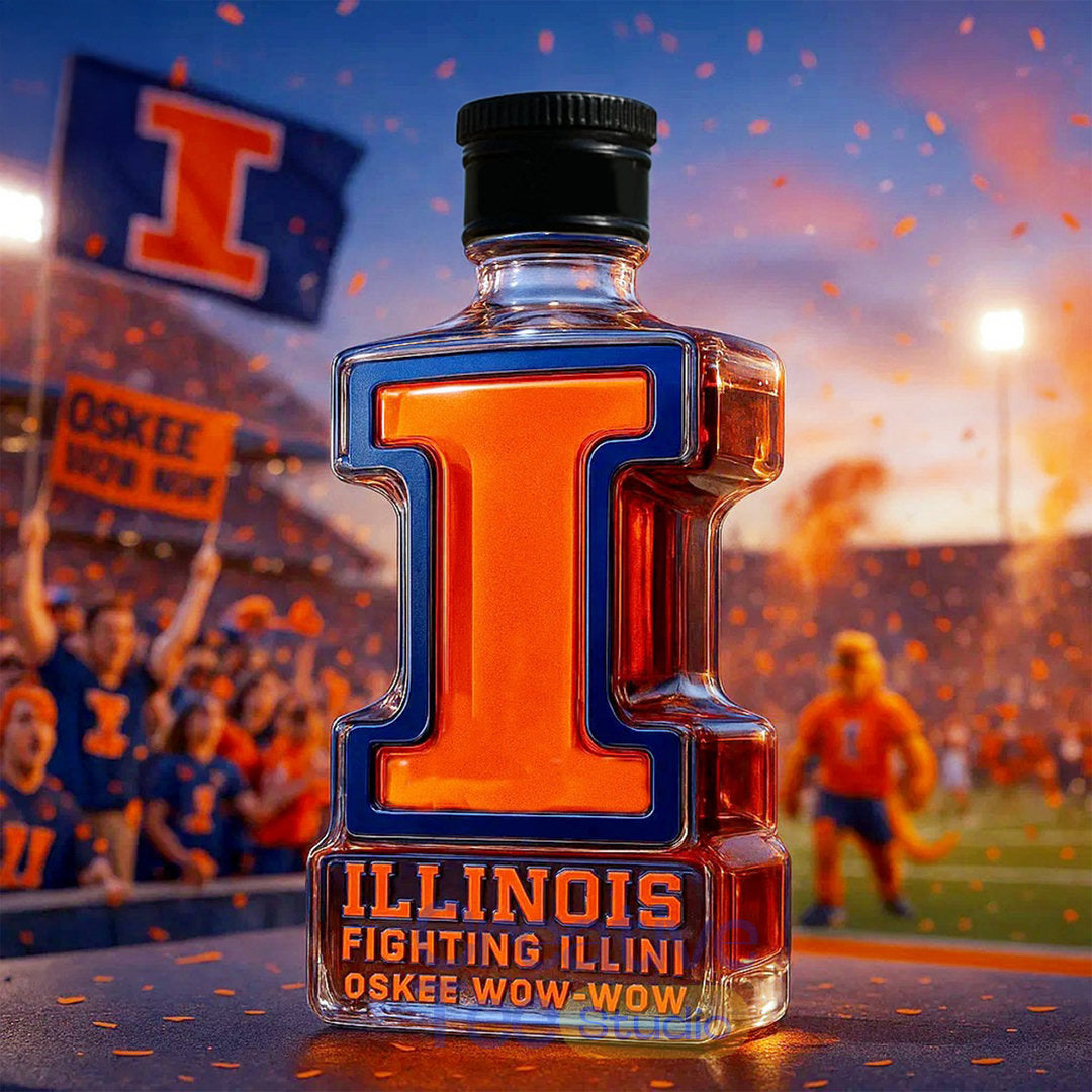 Illinois Fighting Illini ‘Oskee Wow Wow’ Whiskey Bottle