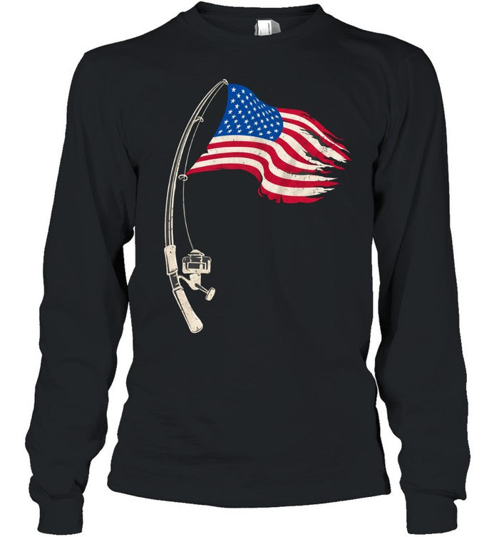 Fishing American Flag Fisherman Patriotic Day 4th Of July Unisex T-Shirt