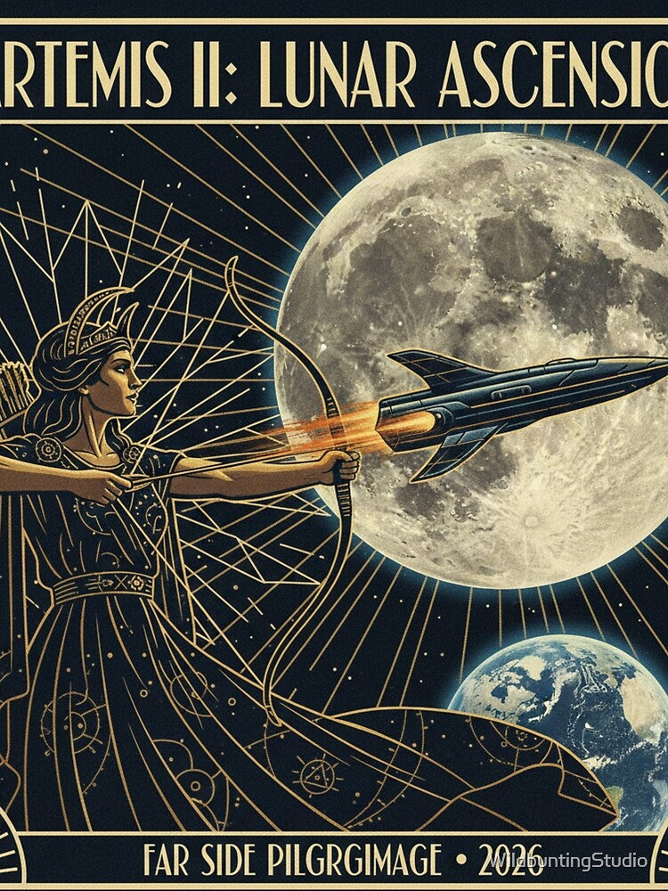 Artemis II Lunar Ascension 2026 Art Deco by WildbuntingStudio
