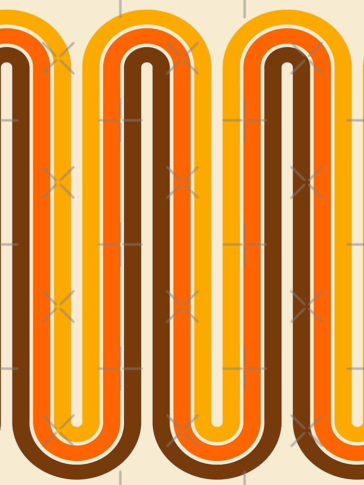 70s Retro Vintage Style Geometric Pattern Orange Yellow and Brown by tonymagnerart