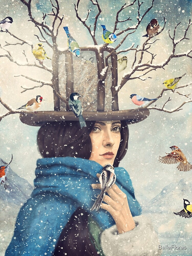 The Lady With the Bird Feeder Hat by Paula Belle Flores