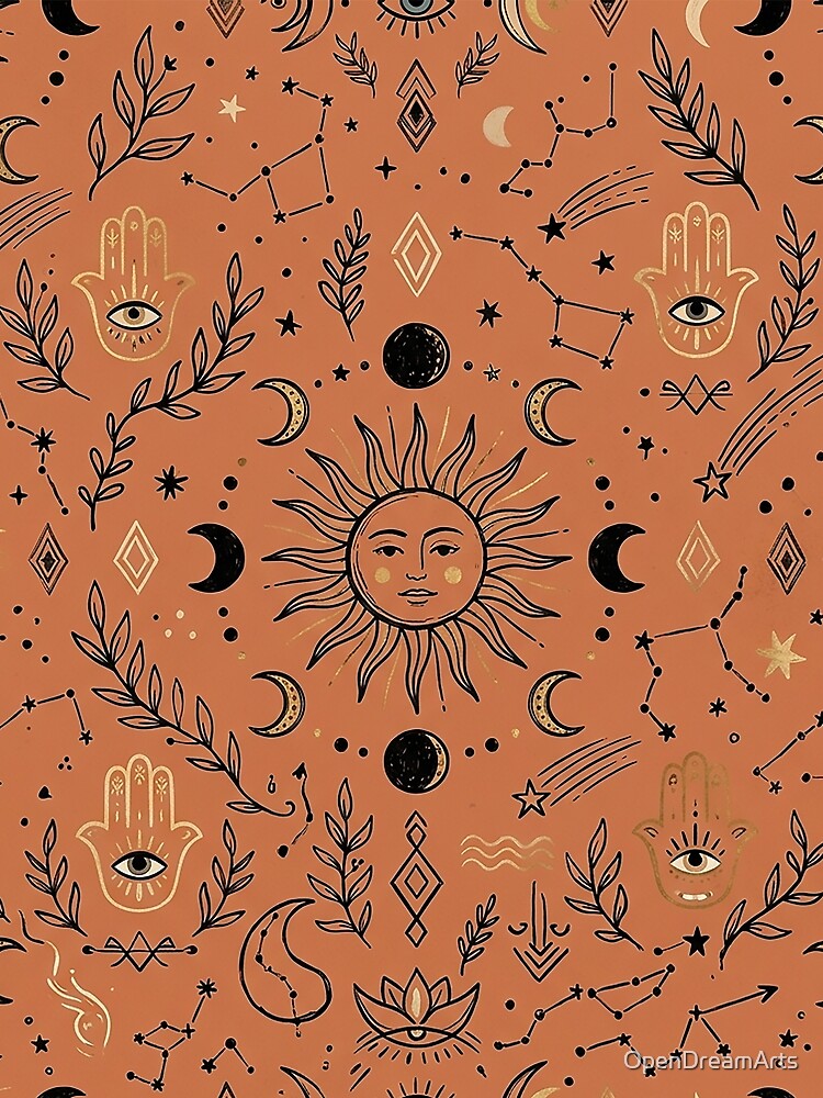 Mystical Celestial Pattern – Boho Astrology Seamless Art by OpenDreamArts
