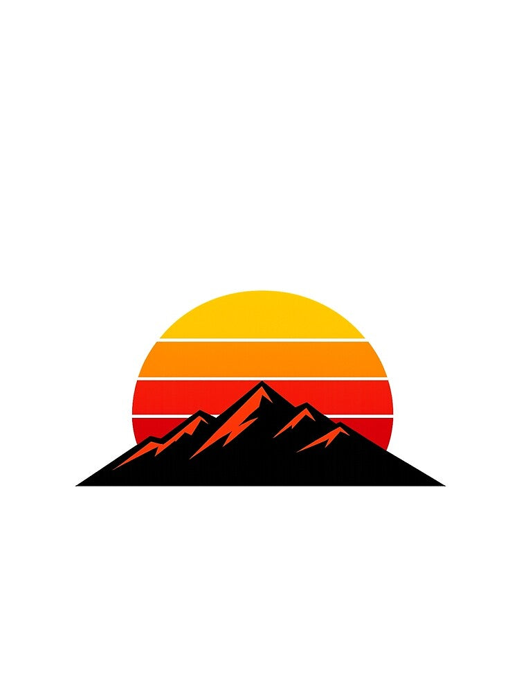 Retro Sunset Mountain – Vintage 80s Aesthetic Landscape by ArtWaveStudio8